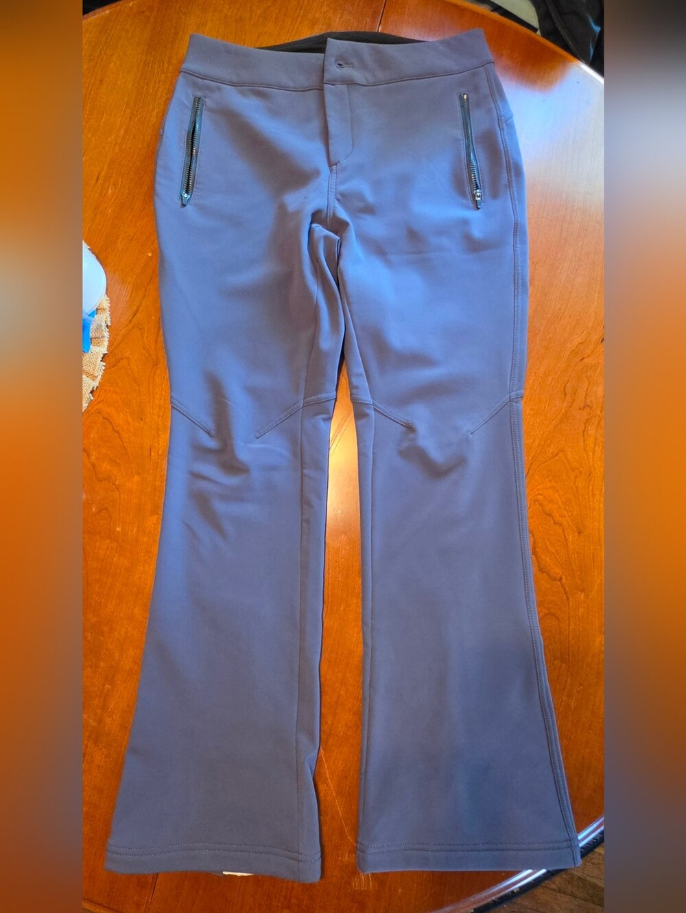 Title Nine Lined Bootcut Performance Pants Women's 6 Gray Zip Pocket 30 Inseam